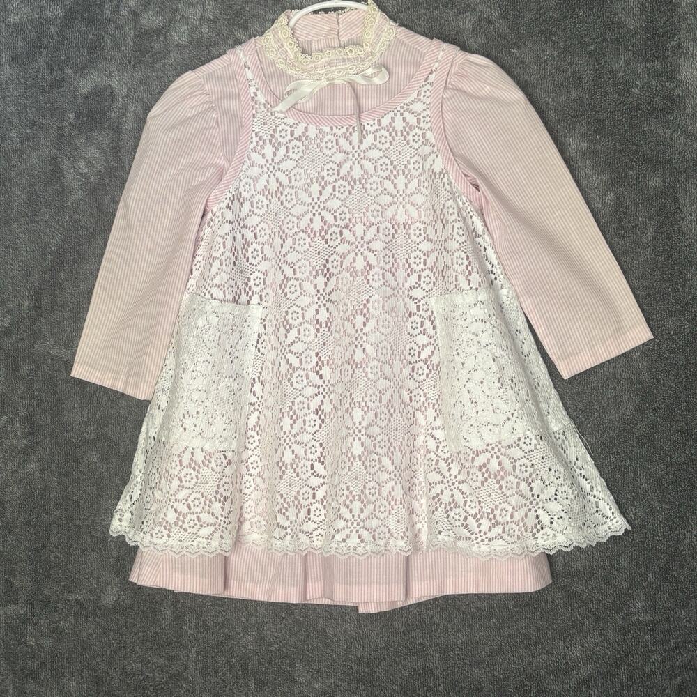Gunne Sax Jeunes Filles Girls Pink Lace Prairie Dress 3T Cottagecore VTG